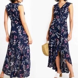 Banana Republic Deep faux wrap ruffle maxi dress